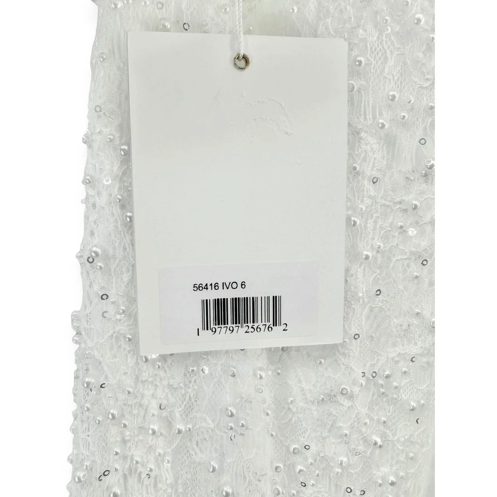 NWT Mac Duggal Ivory Strapless Beaded Bow Back Midi Dress‎ $498 - Size 6